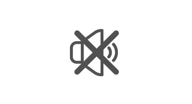 Dark grey mute sound speaker icon isolated with real transparent background for UI design