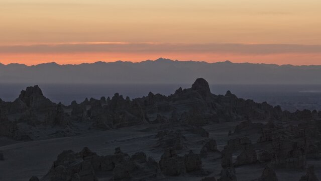 Fiery Sunset Over the Yardang Badlands