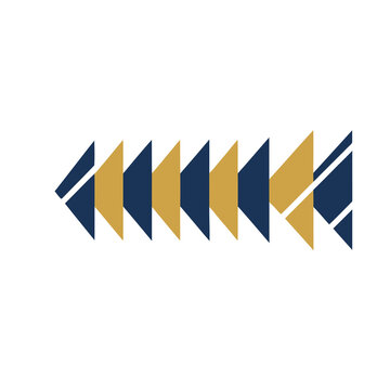 Geometric pattern of blue and gold triangles