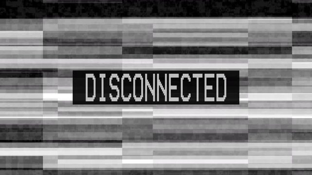 Analog intentional distortion effect with disconnected screen text. 4k
