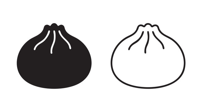 steamed bao buns silhouette with line art vector icon design