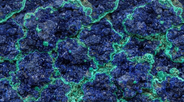 Blue azurite and green malachite mineral texture