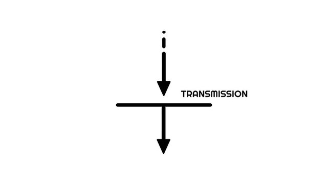 Educational physics diagram illustrating light transmission with a downward arrow passing straight through a horizontal surface on a white background