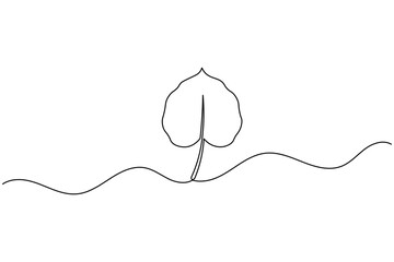 Obraz premium Single leaf icon continuous one line drawing minimalist nature botanical outline illustration