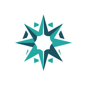 Abstract star shape with teal and dark blue colors