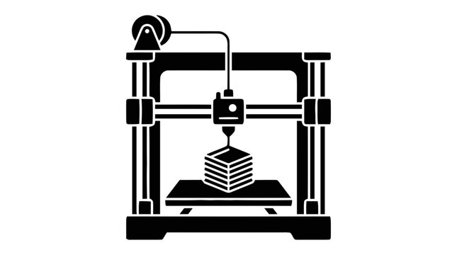 Vector illustration of icon of a 3d printer on a transparent background