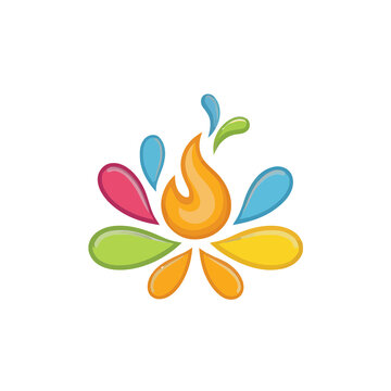 Colorful abstract flame with splashes