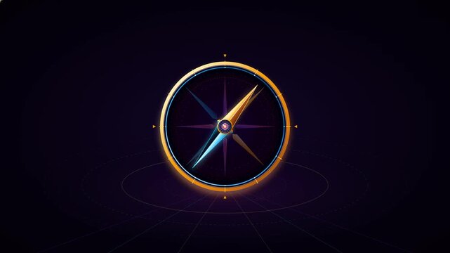 Glowing Compass Dial With Colorful Directional Needle