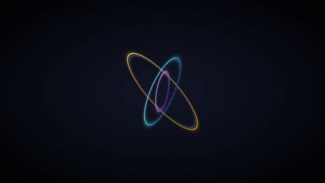 Interlocking Colorful Orbital Rings Creating Futuristic Geometry