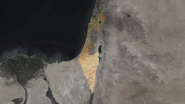 Realistic Israel map animation showcasing infrastructure, economy, geography, climate, global connectivity, trade, tourism, culture, education, healthcare, technology, innovation, government