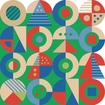 Geometric pattern with circles, triangles, and squares