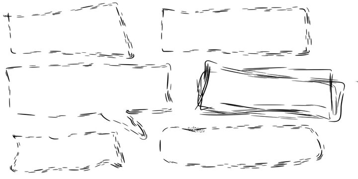 A collection of rough hand-drawn rectangular frames for notes and captions.