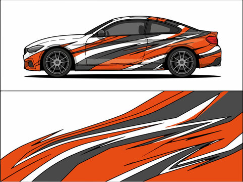 Orange Race Car Vinyl Wrap
