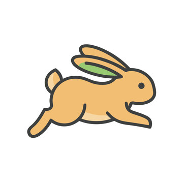 Cartoon rabbit running isolated on transparent background