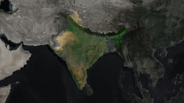 Realistic India map animation showcasing infrastructure, economy, geography, climate, global connectivity, trade, tourism, culture, education, healthcare, technology, innovation, government