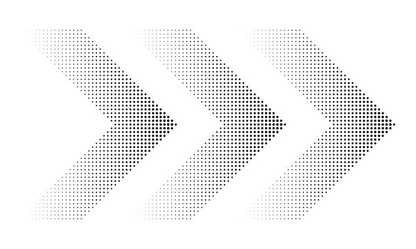 Three Linear Gradient Halftone Dot Chevrons