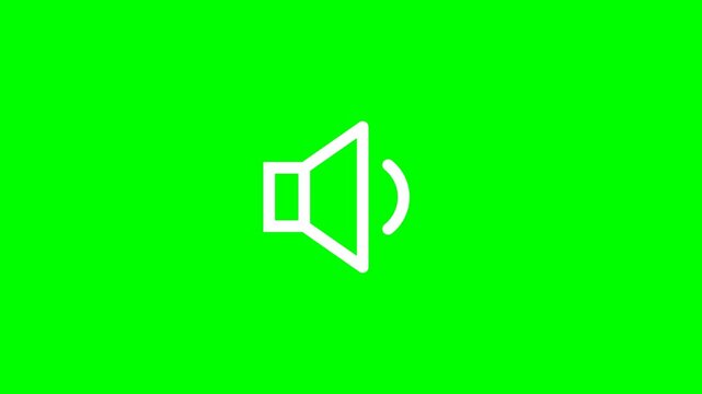 Audio Speaker Outline Icon Animation with Sound Waves Loop on Green Screen