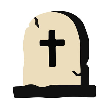 Halloween Rip tombstone graveyard cemetery flat vector icon isolated