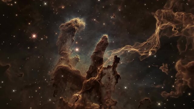 Vast Nebula Cloud in Deep Space with Stars and Cosmic Dust