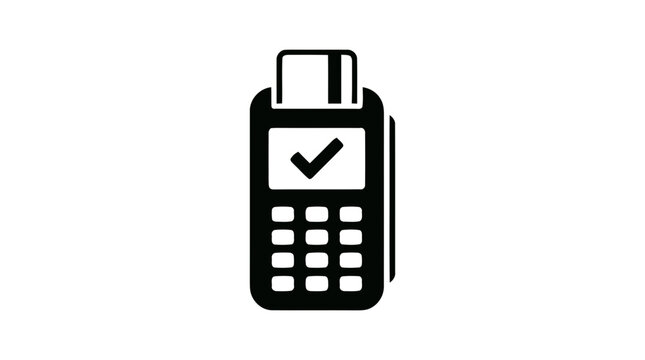 Vector illustration of successful credit card payment pos terminal icon on a transparent background