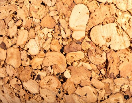 Natural granulated cork surface, warm texture background with copy space