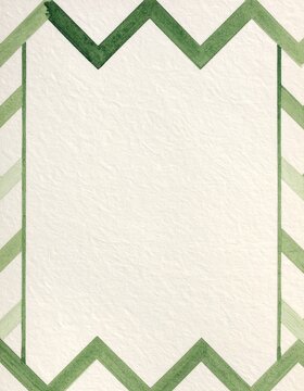 Japanese yagasuri arrow feather border in moss green on ivory paper, blank centre with copy space