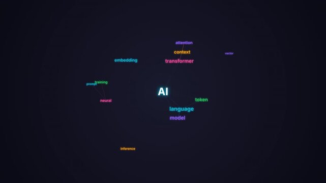 Advanced HUD Data Overlays and Modern UI for a Natural Language Processing Semantic Word Cloud Map for Artificial Intelligence Language Translation