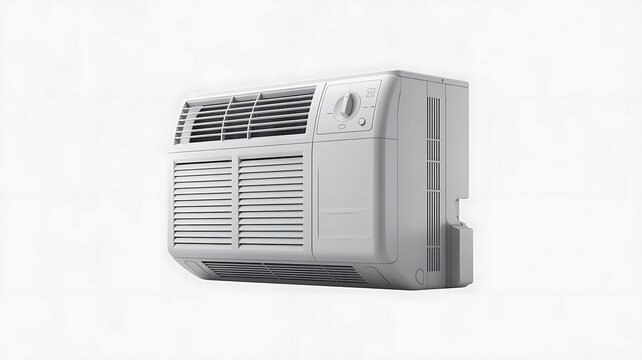 Window air conditioner unit isolated. Home appliance mockup.