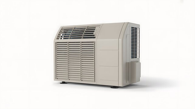 Window air conditioner unit isolated. Home appliance mockup.