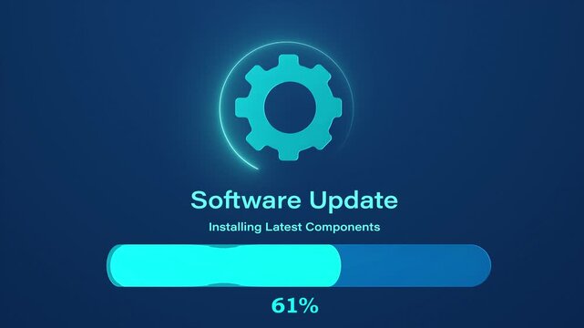 Software Update Progress Bar and Gear Icon Animation