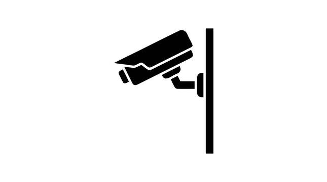Vector illustration of cctv security camera icon mounted on a wall on a transparent background