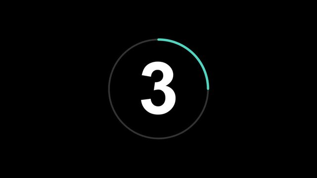 Clean Countdown 3 2 1 Animation with Circular Timer Ring for Video Editing and Graphic Works