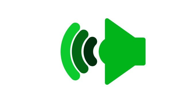 Green speaker sound wave volume icon on white background