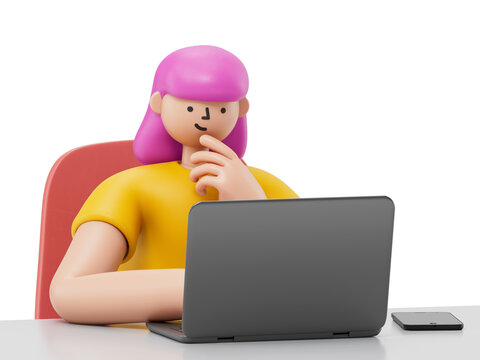 A woman using a laptop