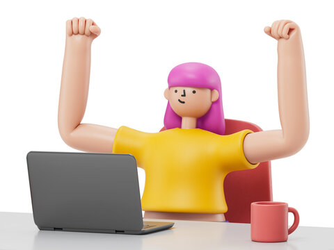 Victory at work, success in the office, achievement unlocked