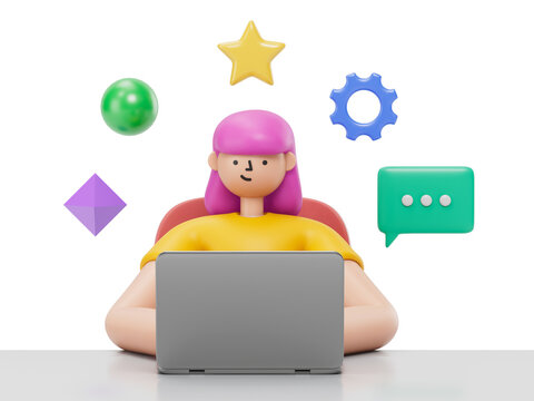 A woman using a laptop