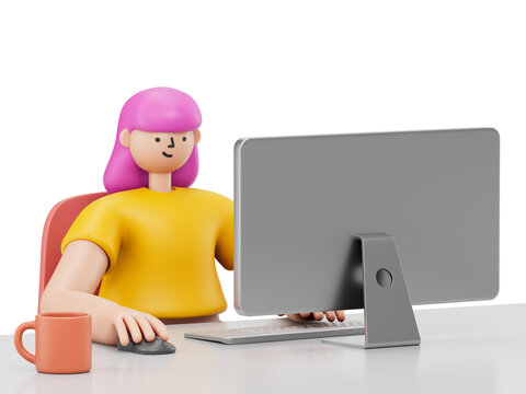 A woman using a computer