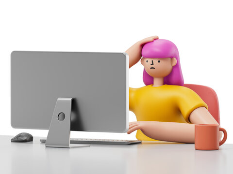 A woman using a computer