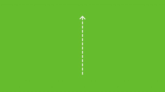 up arrow direction icon with dotted line animation, 4k Long dotted line arrow animation to indicate an object. dot arrow icon up direction in 4k.