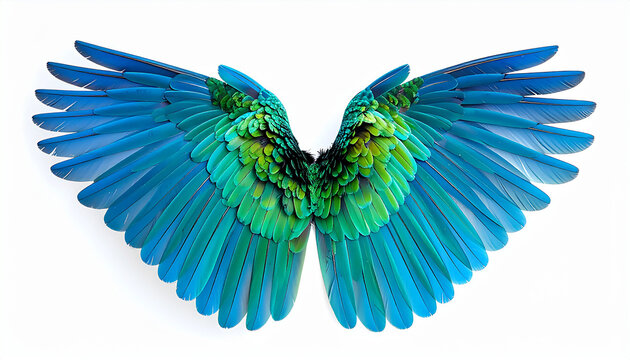 Vibrant Bird Wing Colorful Blue Green Turquoise Feathers Single Spread