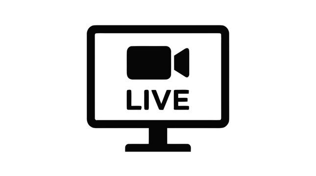 Vector illustration of live streaming video icon on screen on a transparent background