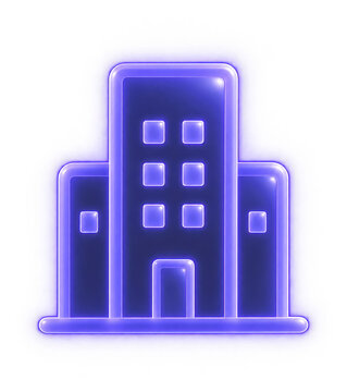 Skyscraper Building 3D Icon Neon Purple