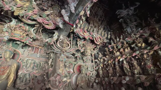 Guanyin Hall, the Crown of Hanging Sculptures in Changzhi City, Shanxi Province in China,
