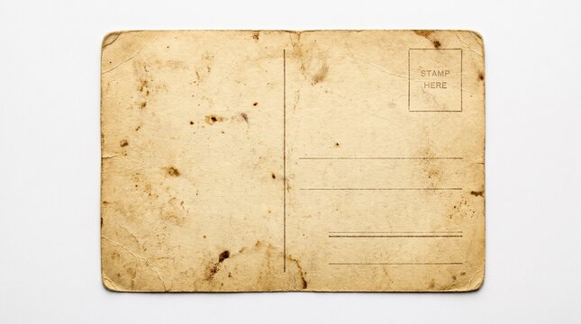 Aged Vintage Postcard Backside Featuring Worn Paper Texture with Classic Postal Correspondence Lines and Stamp Placeholder Area