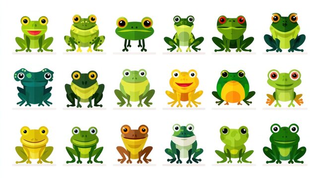 Frog vector icon pack for UI design