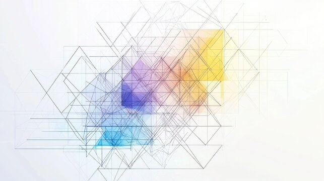 Geometric line graphic with intersecting shapes forming a complex pattern.