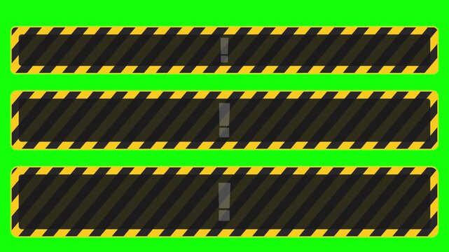 警告や注意をイメージした黄色の斜線とビックリマークのテロップベース