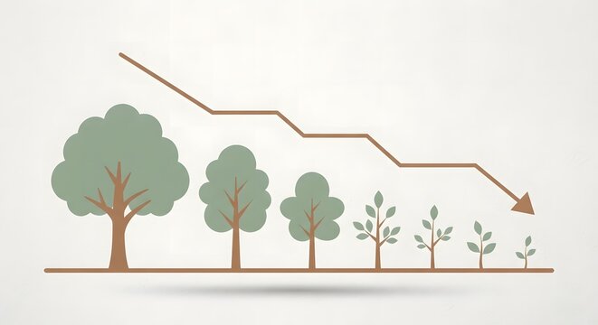 Shrinking trees graph showing declining growth