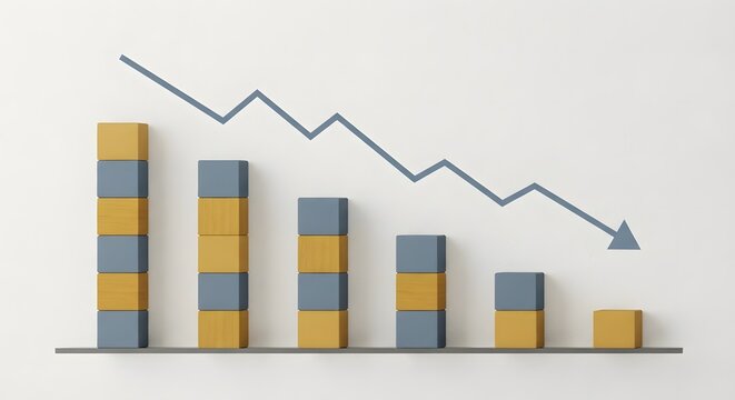 Shrinking stack of wooden blocks graph showing decline