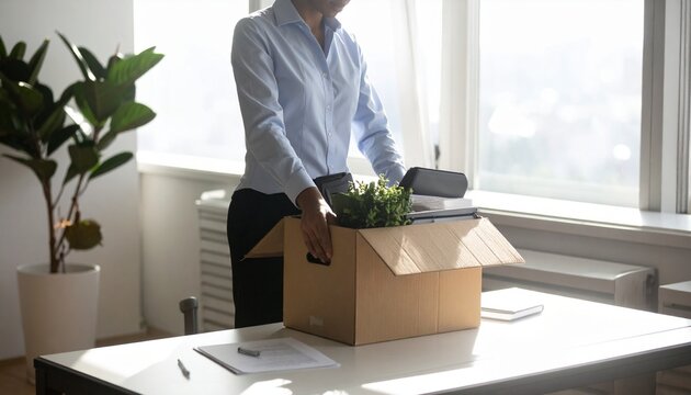 Employee Leaving Office with Personal Belongings